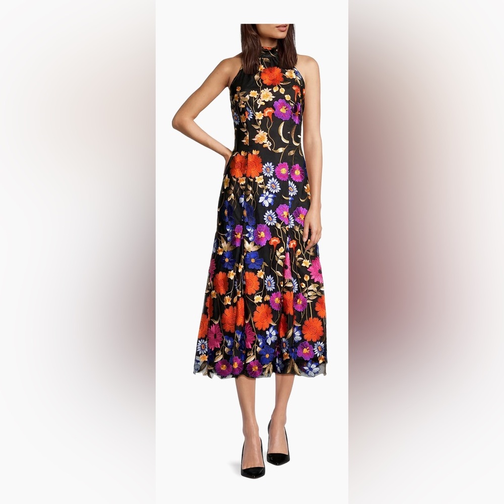 Milly
Penelope Floral-Embroidered Midi-Dress